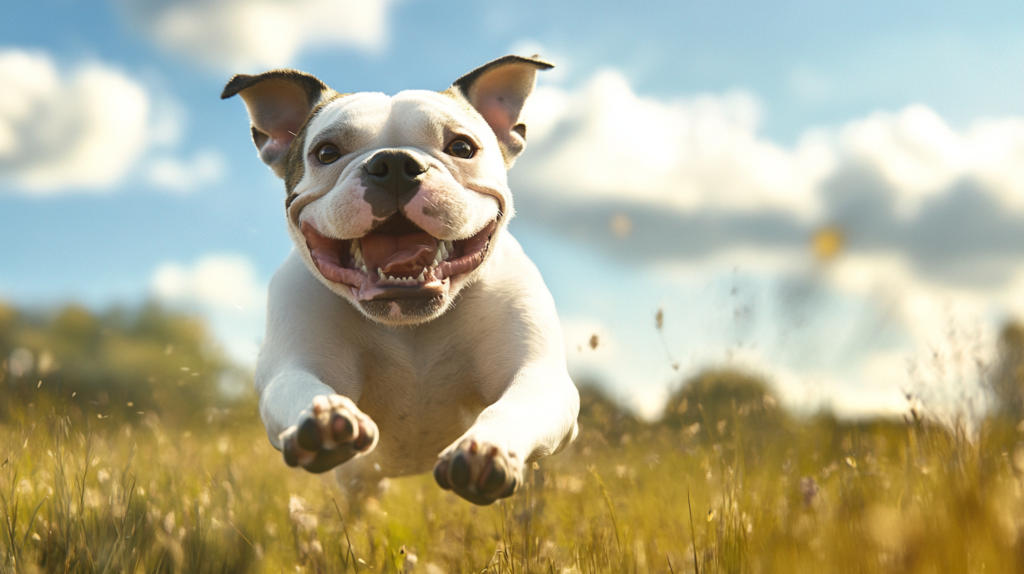 American Bulldog engaged in outdoor exercise and play