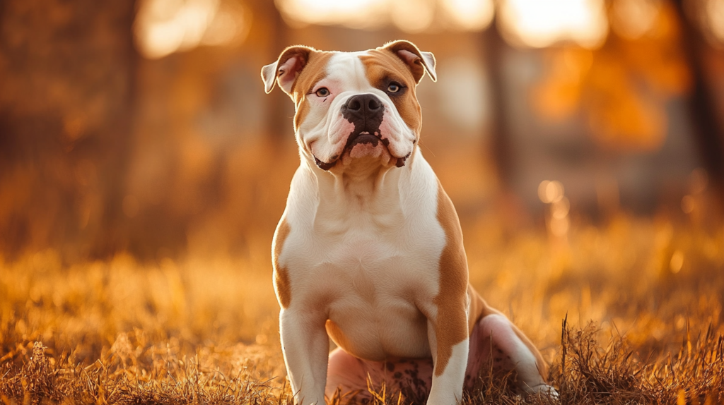 Muscular American Bulldog showcasing breed's powerful physique and stocky build