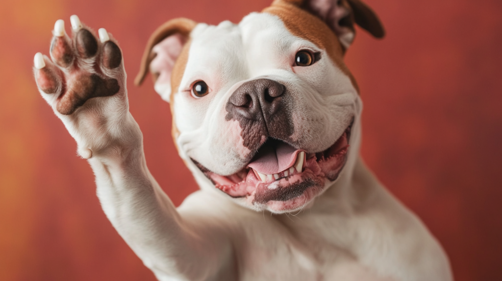 Trimming American Bulldog's nails with proper nail clippers or grinder