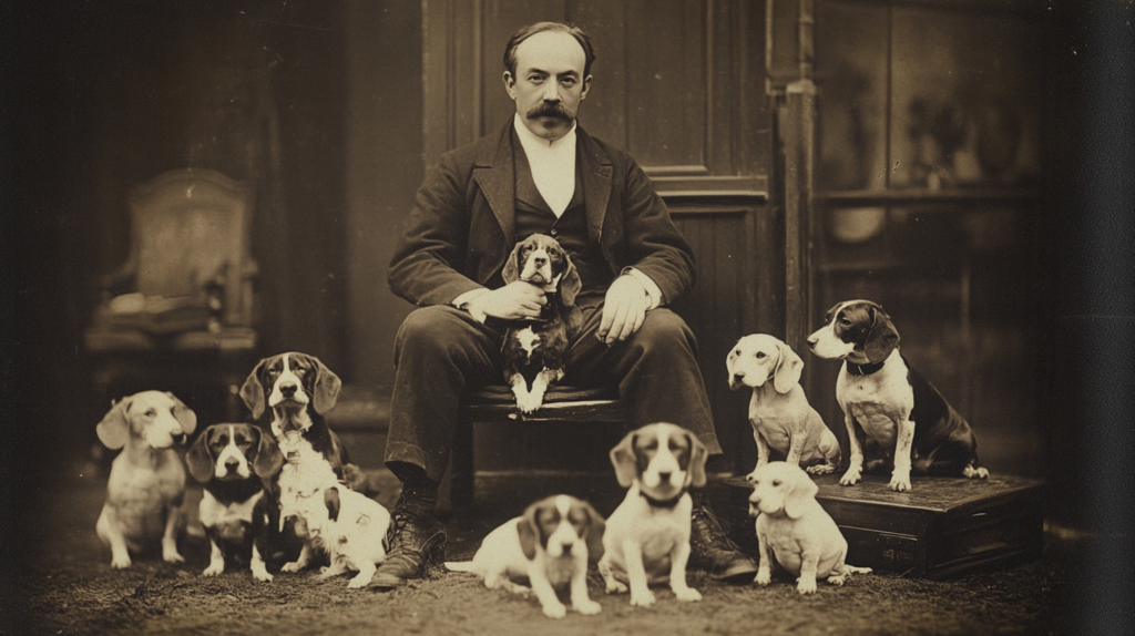 Reverend Phillip Honeywood with early Beagle breed in 19th century England