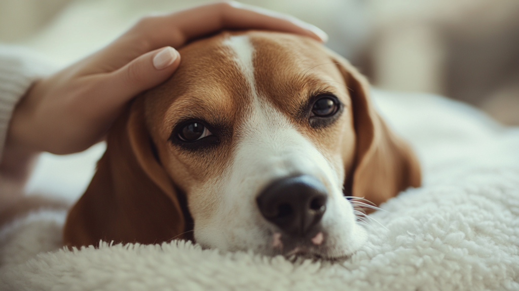 Beagle receiving daily care including grooming, feeding, and exercise