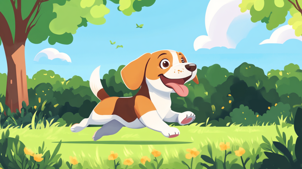 Beagle running in park, illustrating breed's high energy and exercise requirements