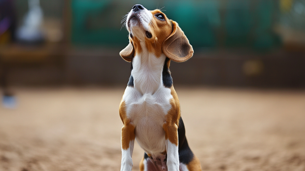  Beagle participating in obedience training, demonstrating breed's intelligence