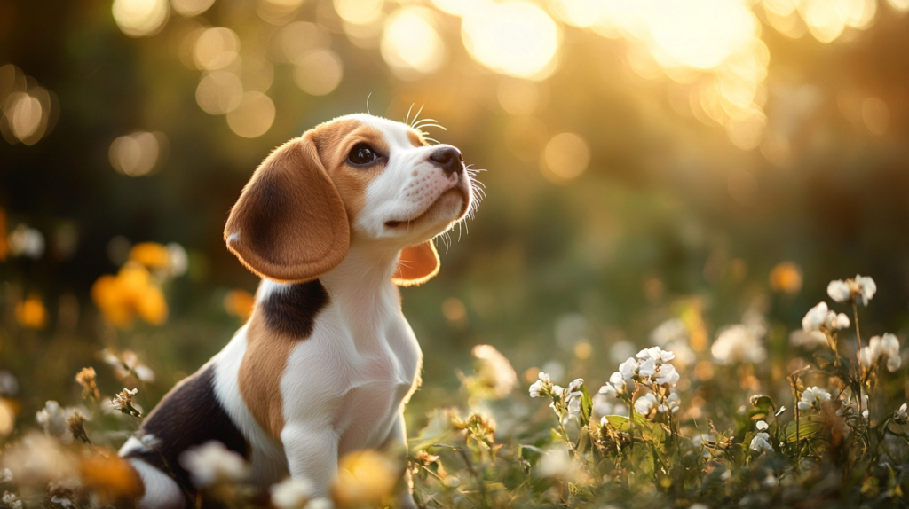 Series of images showing Beagle puppy growth from birth to adulthood