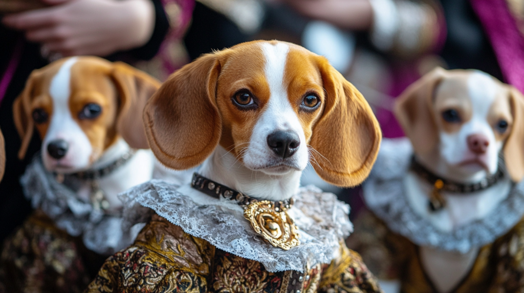 Queen Elizabeth I with Pocket Beagles, showcasing breed's 16th-century popularity