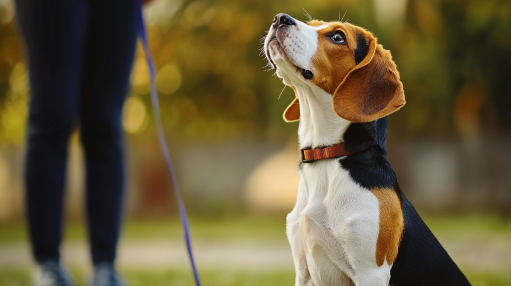 Beagle participating in obedience training, showcasing breed's intelligence and trainability