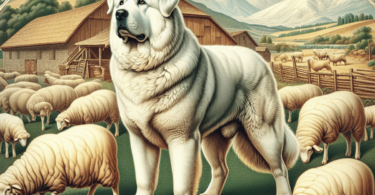 A digital art illustration of an Akbash Dog in a traditional Turkish landscape, symbolizing the history and heritage of the breed.