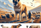 A digital art illustration of an Akbash dog standing tall and proud, symbolizing strength and loyalty.