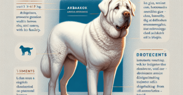 A digital art representation of a majestic Akbash dog with a white coat, standing tall and proud, symbolizing the breed's strength and beauty.