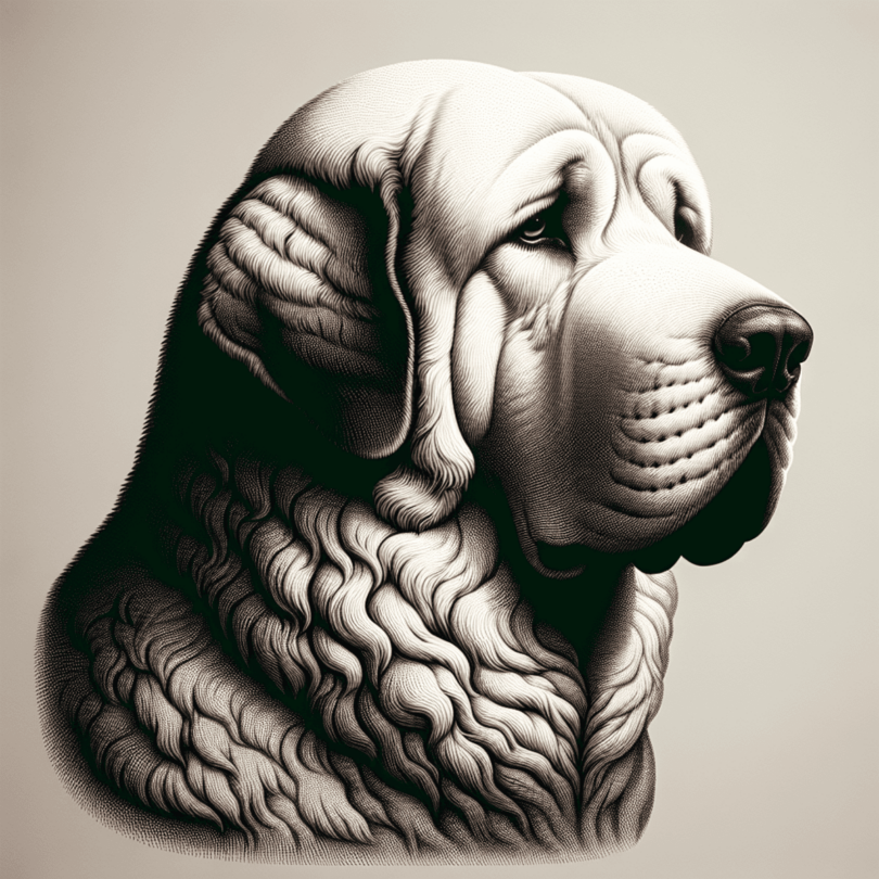 A digital art representation of an Akbash dog with a striking white coat, standing in a regal pose, symbolizing the majestic nature of the breed.