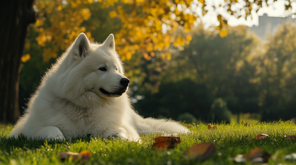 Akbash dog in spacious yard, demonstrating need for adequate space