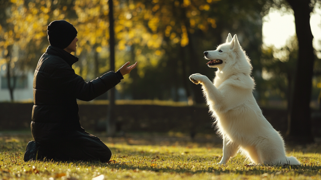 Akbash demonstrating basic obedience commands like sit and stay