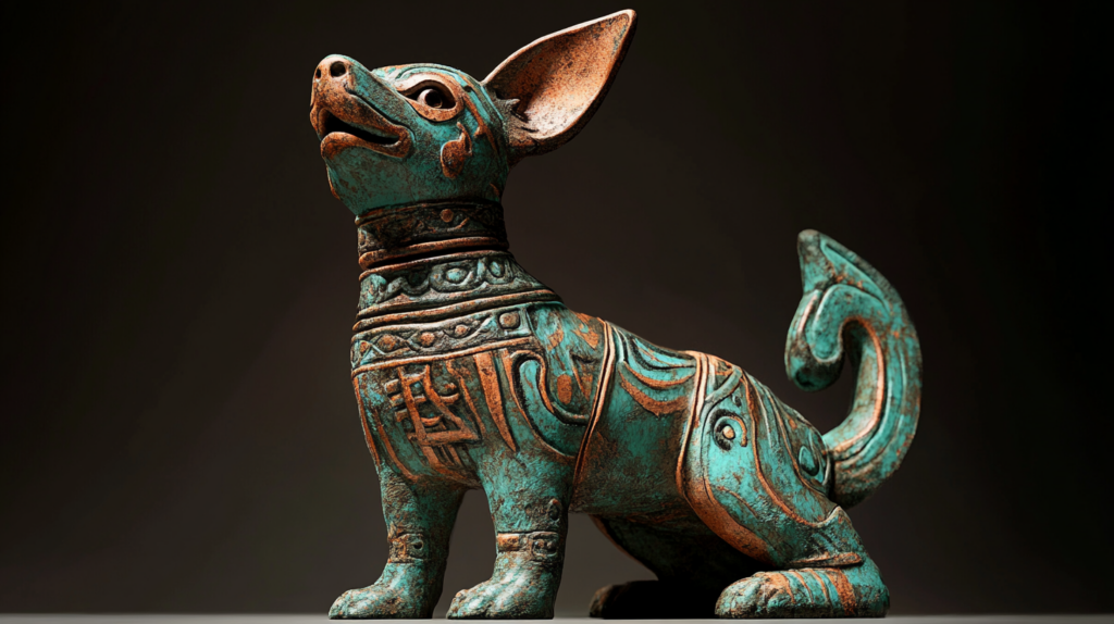 Ancient Techichi dog, ancestor of modern Chihuahua, depicted in Toltec artifacts