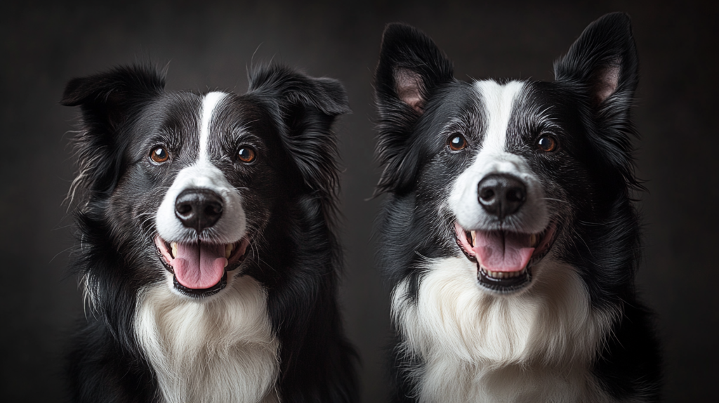 Comparison of rough and smooth coat Border Collies side by side