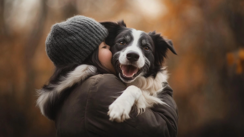 Border Collie receiving daily care including grooming, feeding, and exercise