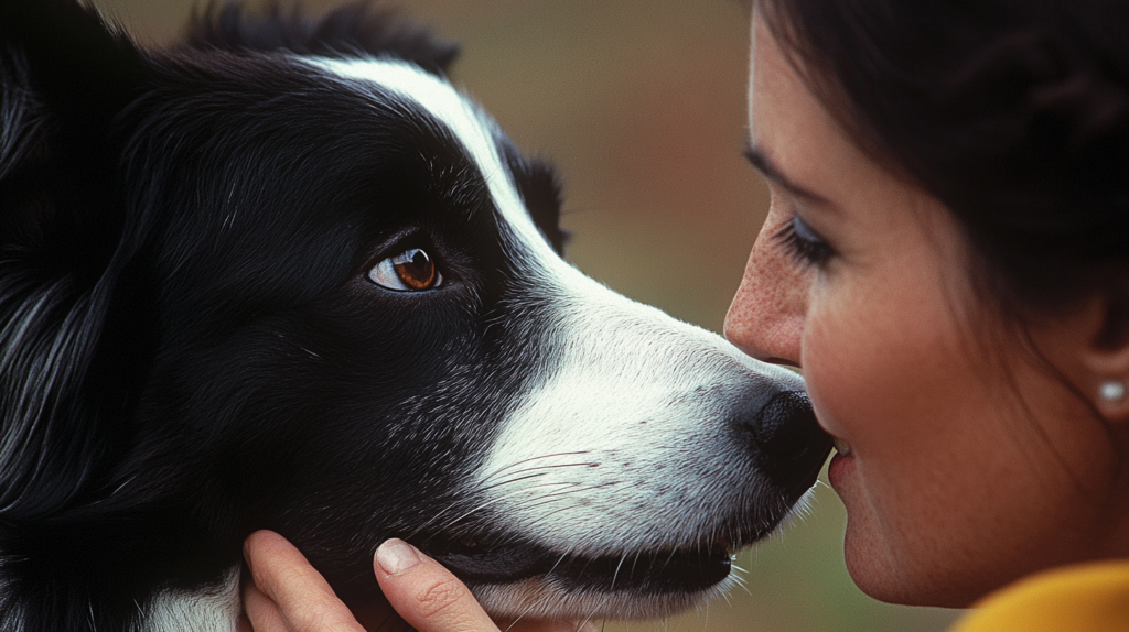 Veterinarian examining Border Collie's eyes for Collie Eye Anomaly (CEA)