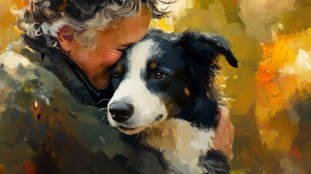 Border Collie showing loyal behavior by staying close to their owner