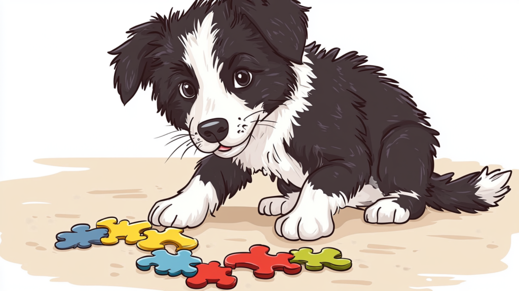 Border Collie solving puzzle toy, highlighting need for mental stimulation