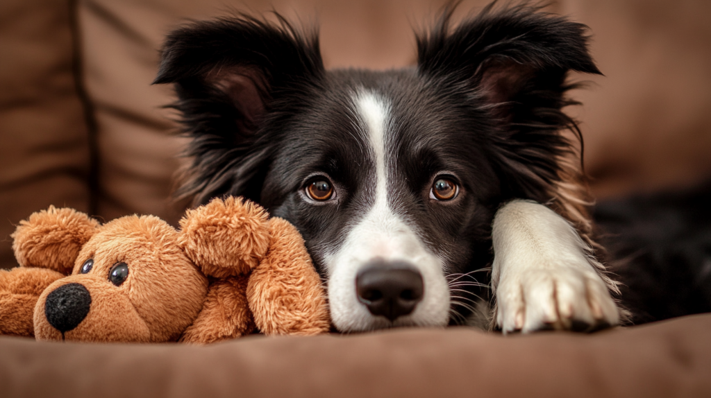 Border Collie engaged with puzzle toy for mental stimulation and exercise