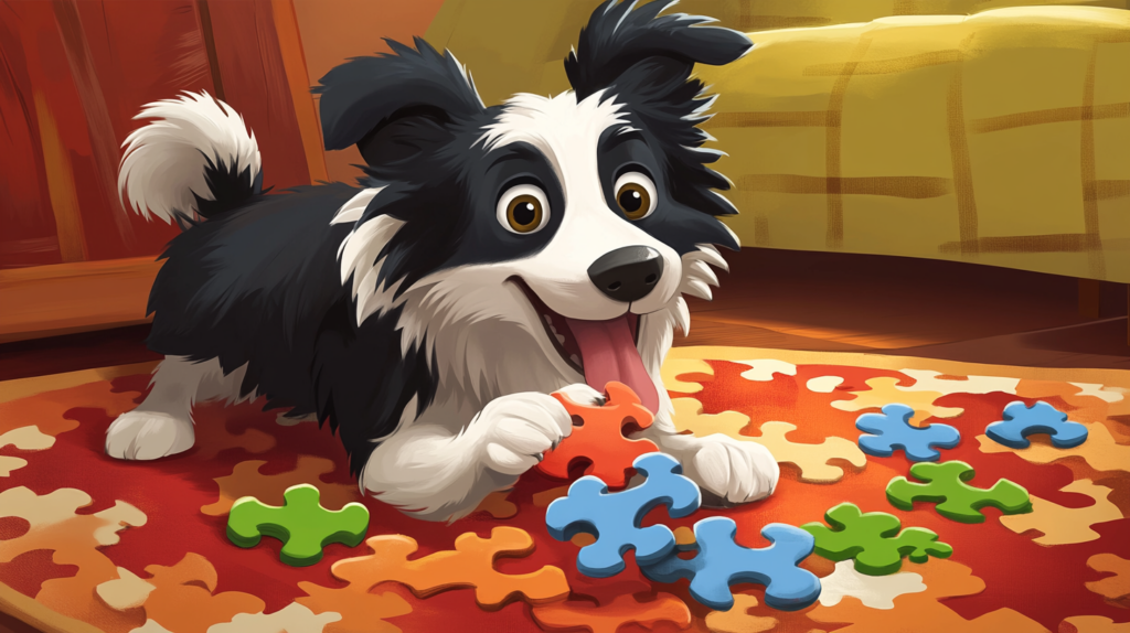 Border Collie engaged with puzzle toy for mental stimulation and training