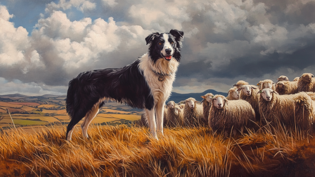 Border Collie herding sheep in Scottish Borders, showcasing breed's historical roots