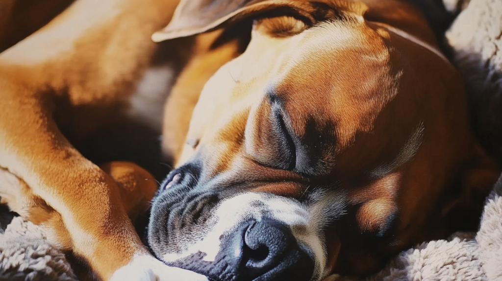 Boxer dog cuddling with family member, illustrating affectionate temperament