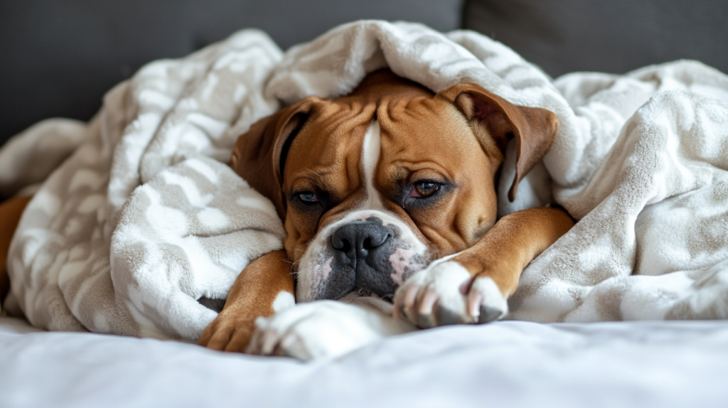 Boxer dog showing common signs of cancer, including visible tumors