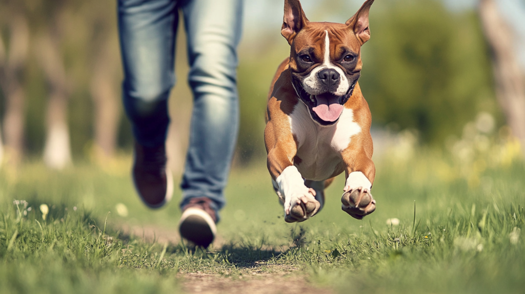 Boxer dog participating in various exercise activities and games