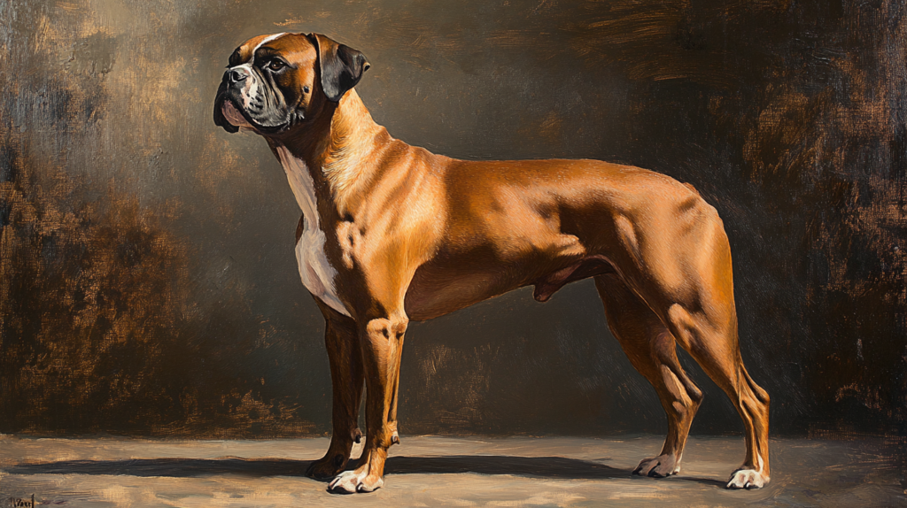 Side view of Boxer dog showing athletic build and muscular structure