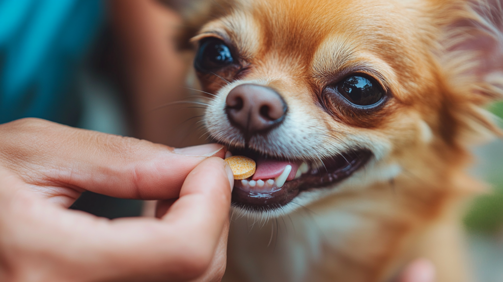 Chihuahua receiving Nutri-cal supplement, addressing hypoglycemia risk