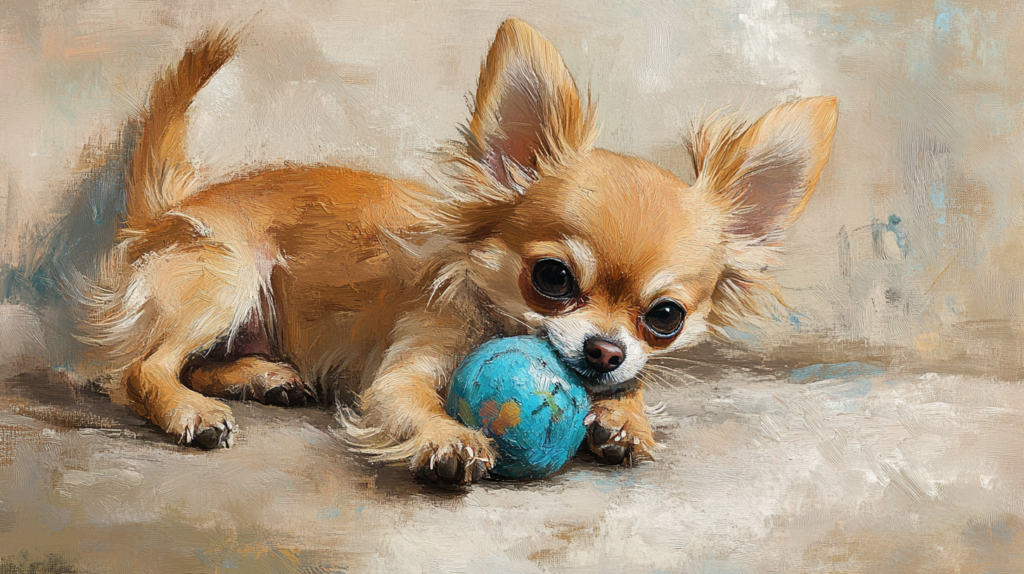 Chihuahua engaged in interactive play with toys for mental stimulation