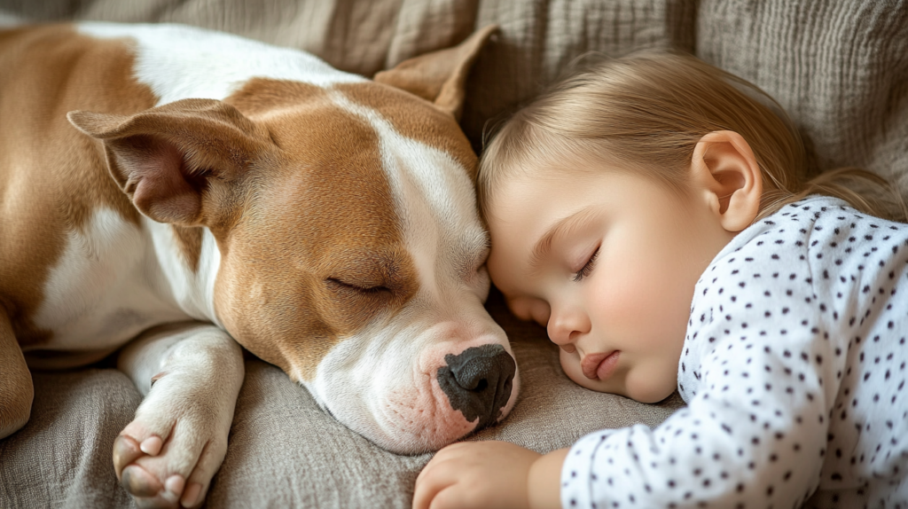 AmStaff showing emotional bond and sensitivity with family member