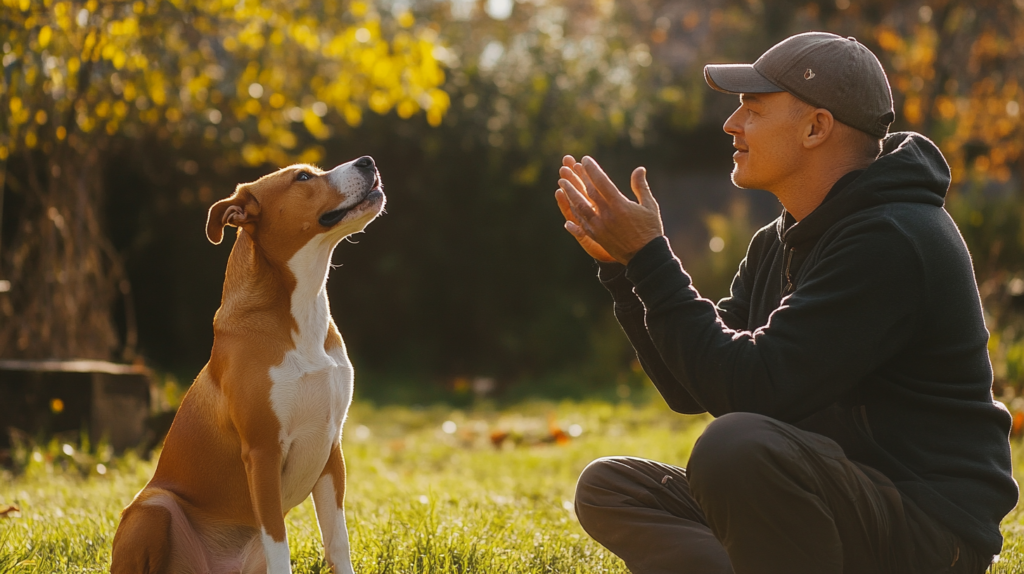 AmStaff learning basic commands through positive reinforcement training methods