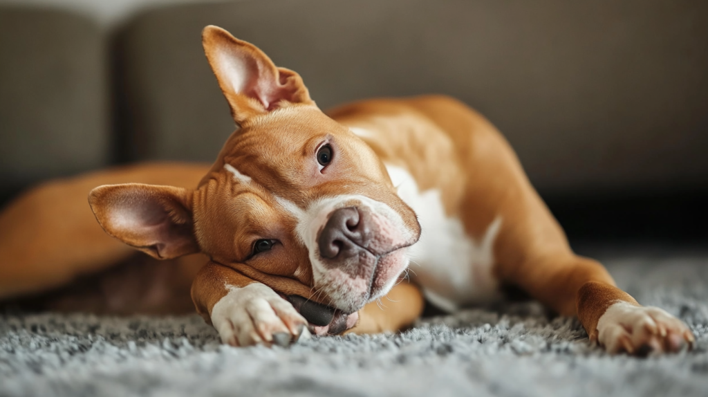 American Staffordshire Terrier receiving treatment for common skin allergies