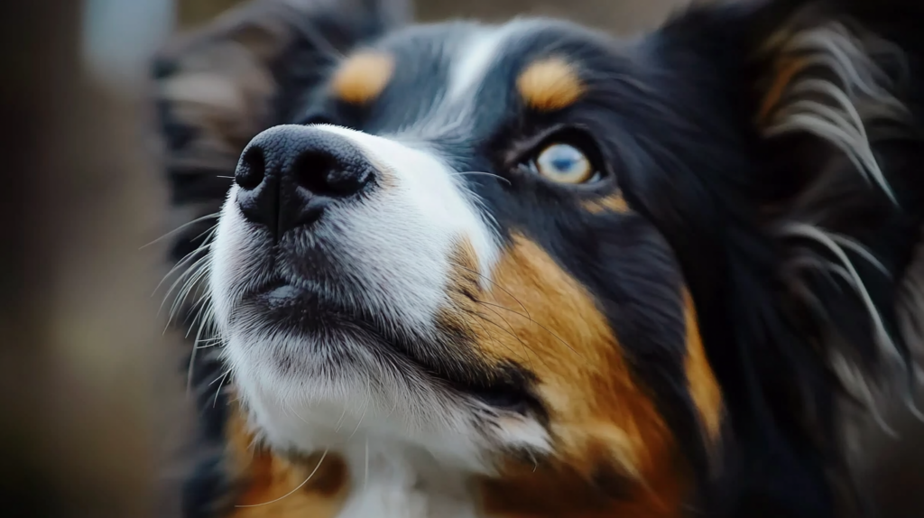 Australian Shepherd receiving neurological examination for epilepsy symptoms