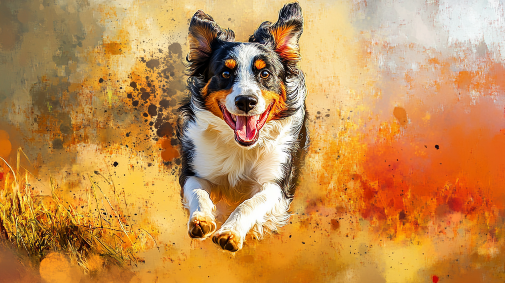 Australian Shepherd during active exercise session showing high energy level