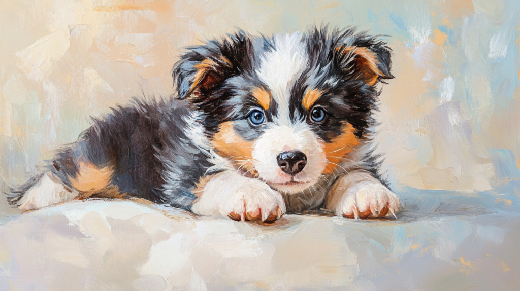 Australian Shepherd puppy to adult growth progression showing size development