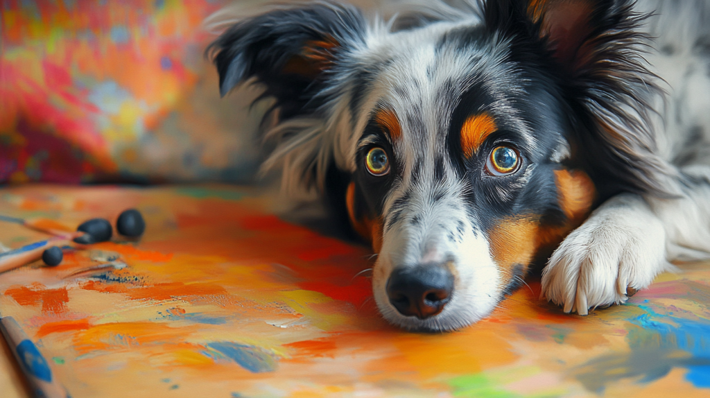 Australian Shepherd displaying problem-solving skills during mental stimulation exercises