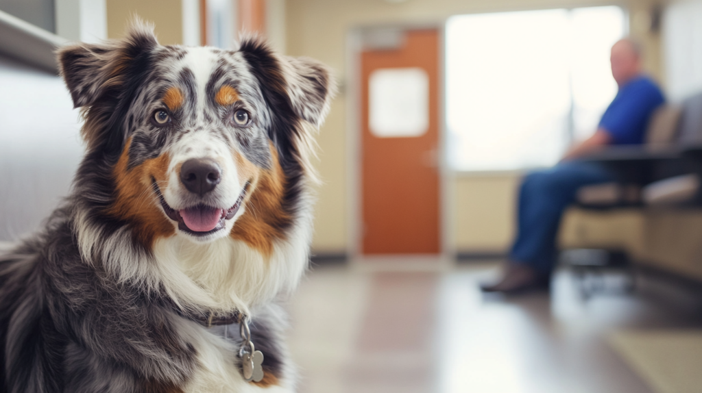 Veterinarian collecting DNA sample from Australian Shepherd for MDR1 testing