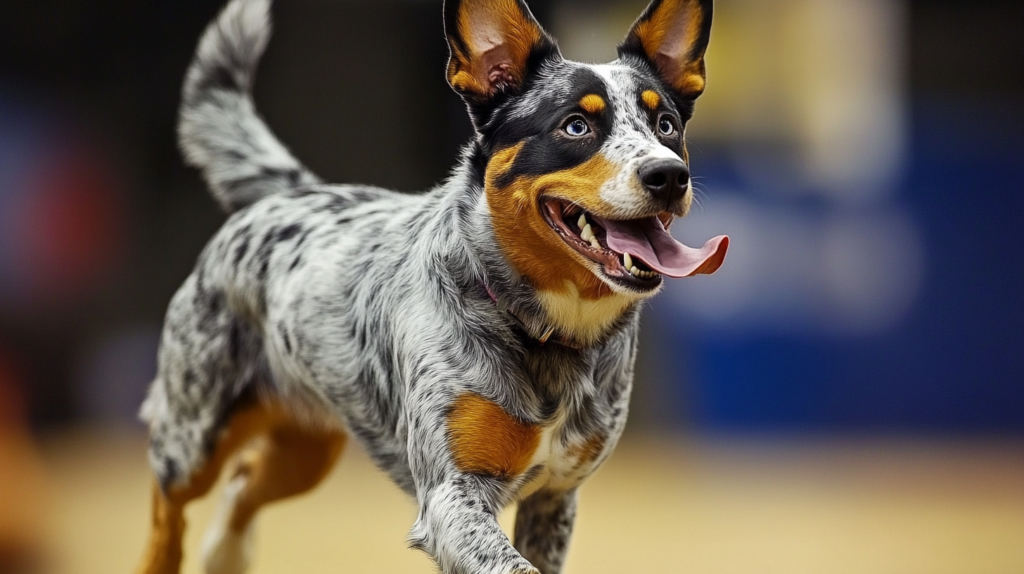 Australian Cattle Dog competing in modern dog show highlighting breed development