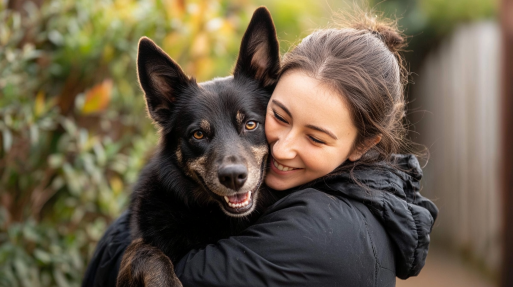 Owner performing regular health maintenance routine with Australian Kelpie