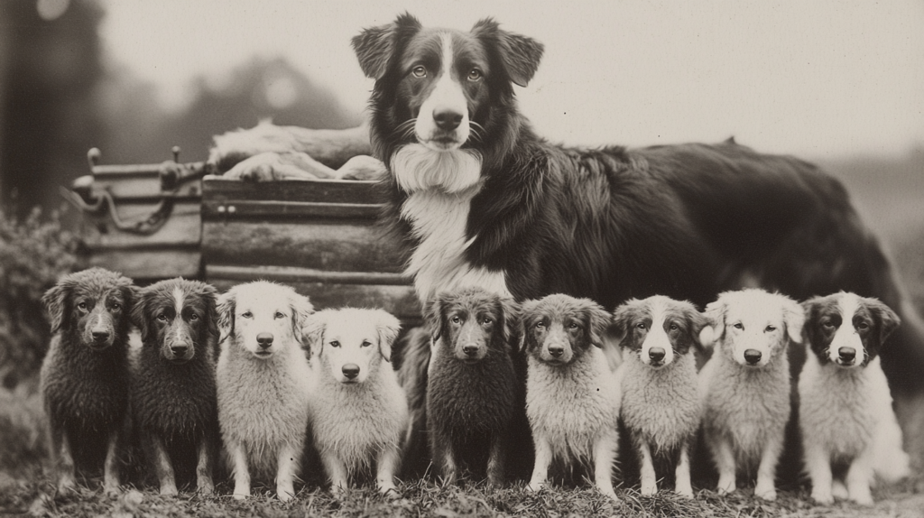 Early Basque sheepdog ancestors of Australian Shepherds herding sheep in 1800s