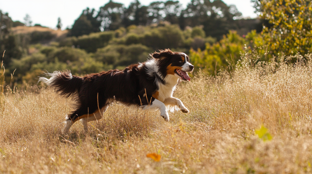 Australian Shepherd engaging in daily exercise showing high energy level requirements