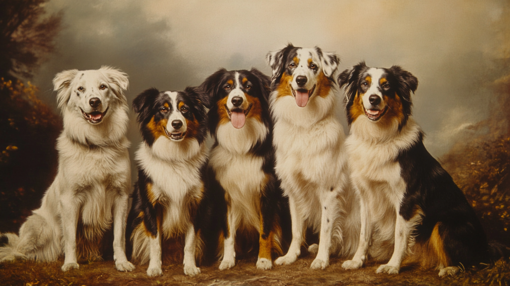 Historical timeline showing Australian Shepherd breed development through decades