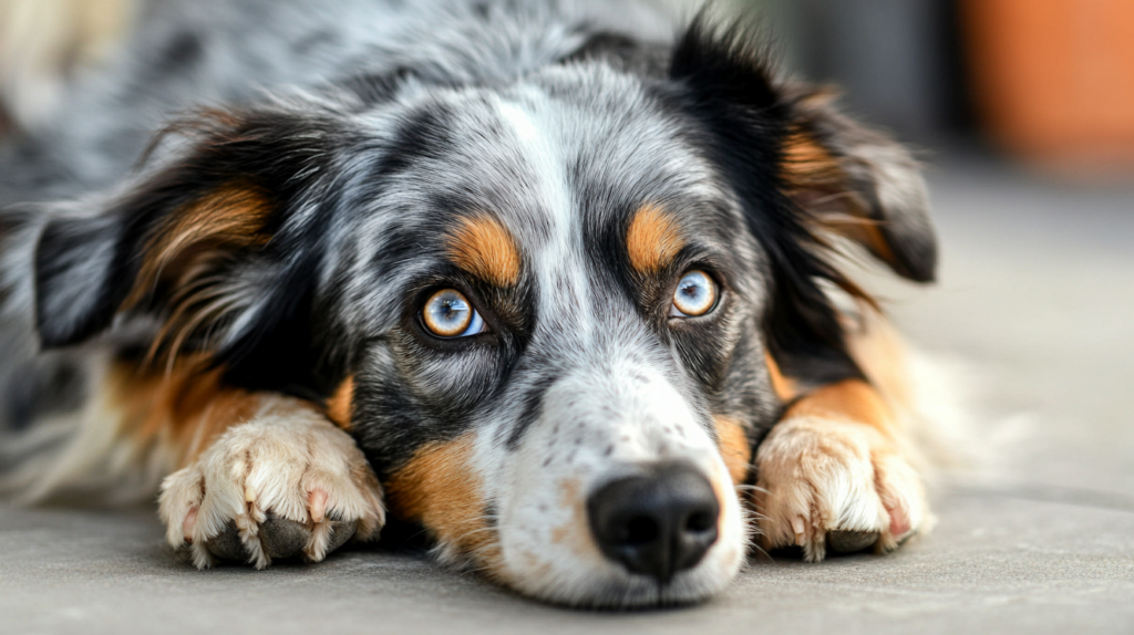 Australian Shepherd receiving treatment for common skin conditions and allergies