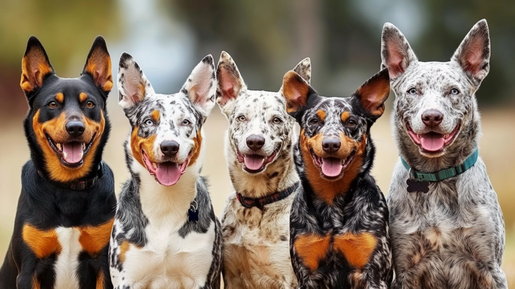 Blue and red Australian Cattle Dog coat patterns showing distinctive speckled markings