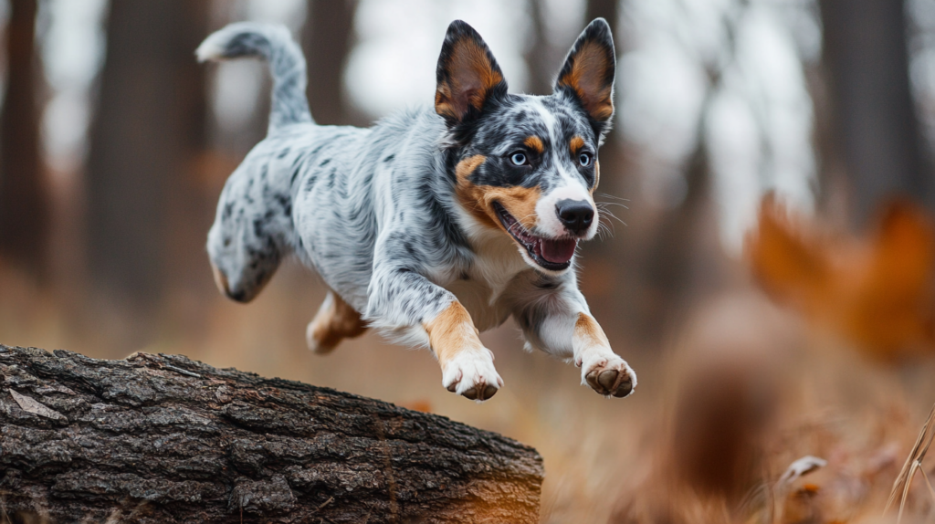 Australian Cattle Dog at ideal weight performing agility exercises