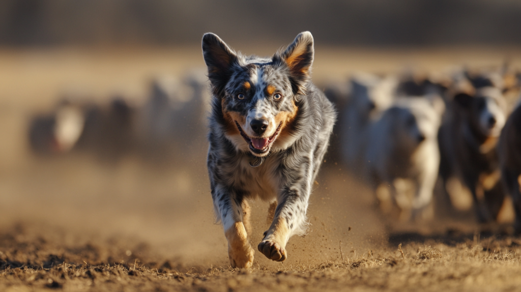 Australian Cattle Dog showing natural herding instincts during training exercise