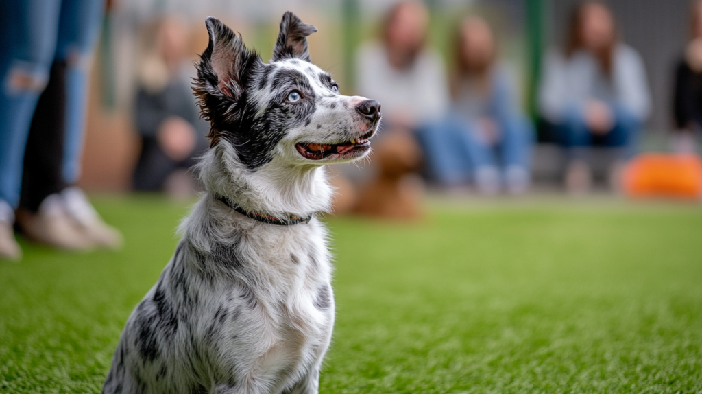 Australian Cattle Dog demonstrating problem-solving skills during interactive training session