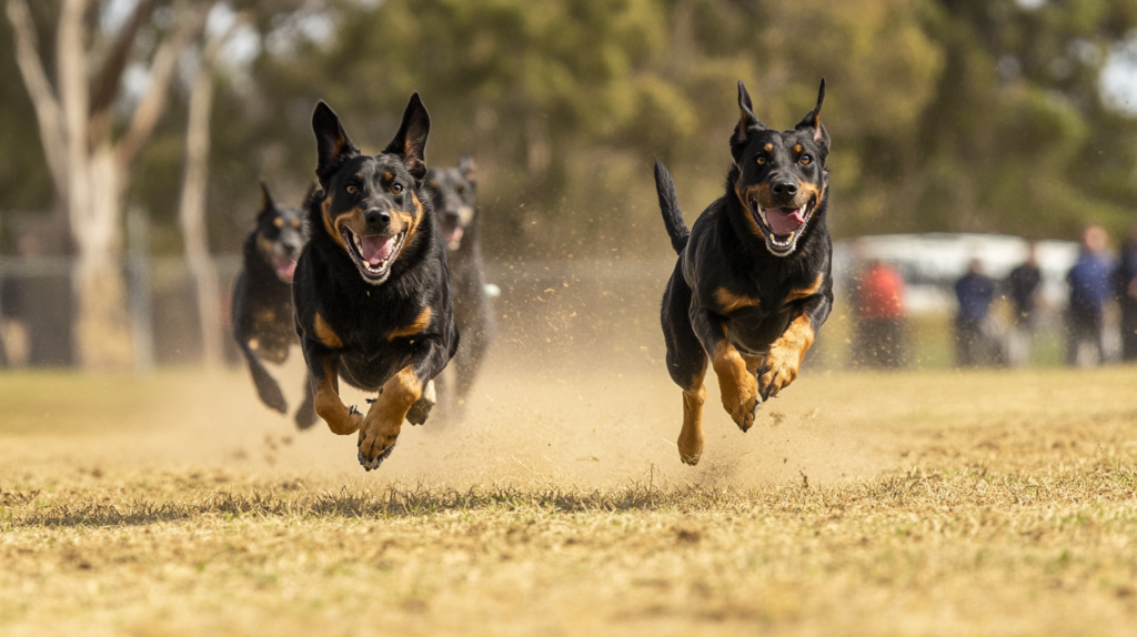 Historical sheepdog trials featuring champion Australian Kelpies in competition